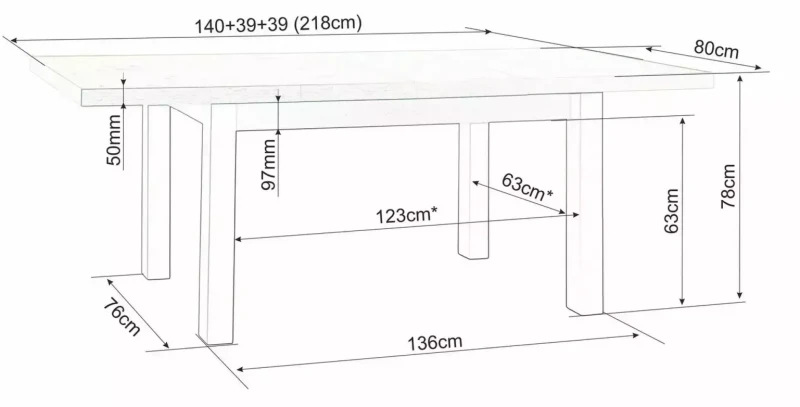 Stół rozkładany Presto 140-218 cm dąb cremona torro/kaszmir