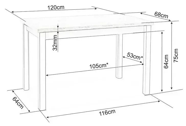 Stół Adam prostokątny do jadalni 120 cm biały mat