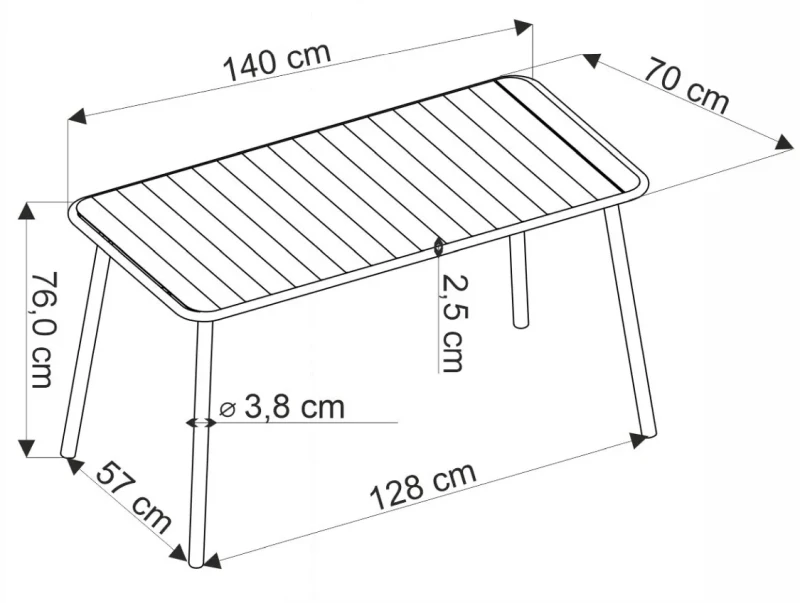 Stół ogrodowy Bosco prostokątny 6-osobowy na taras 140 cm czarny