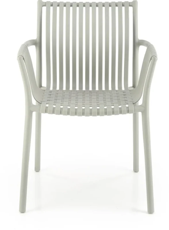 Krzesło ogrodowe K492 z podłokietnikami nowoczesne na taras popielaty