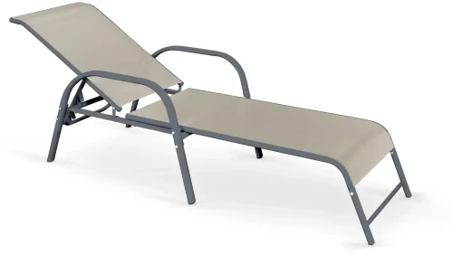 Leżak ogrodowy Mosler regulowany metalowy na taras popielaty