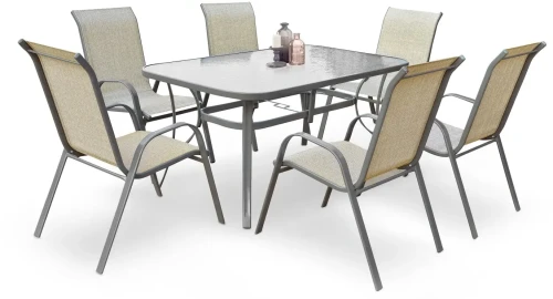 Stół ogrodowy Mosler szklany blat na taras 150 cm ciemny popiel