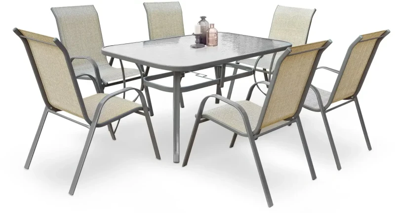 Stół ogrodowy Mosler szklany blat na taras 150 cm ciemny popiel