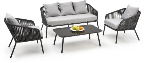Zestaw mebli ogrodowych Rocca sofa fotele ława na taras popielaty