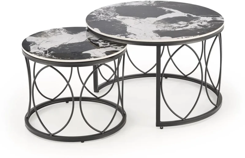 Zestaw 2 stolików kawowych Alexandra ławy do salonu czarny marmur