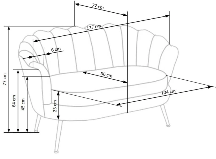 Sofa muszelka Amorinito XL w stylu glamour do salonu popielaty