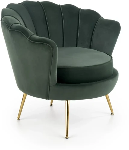 Fotel muszelka Amorinito w stylu glamour do salonu ciemny zielony
