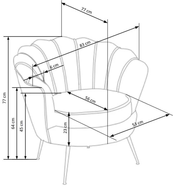Fotel muszelka Amorinito w stylu glamour do salonu popielaty