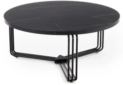 Ława okrągła Antica 80 cm blat czarny marmur/czarny