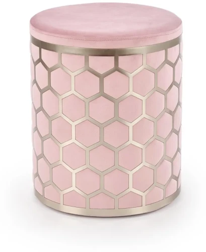 Pufa tapicerowana Aqua okrągła do salonu 36 cm jasny różowy