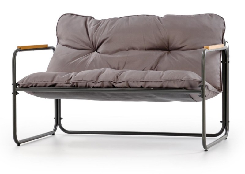 Zestaw mebli ogrodowych Hudson sofa fotele ława na taras popielaty/brązowy