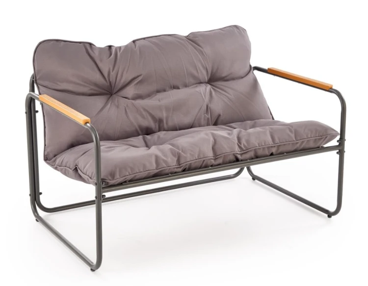 Zestaw mebli ogrodowych Hudson sofa fotele ława na taras popielaty/brązowy