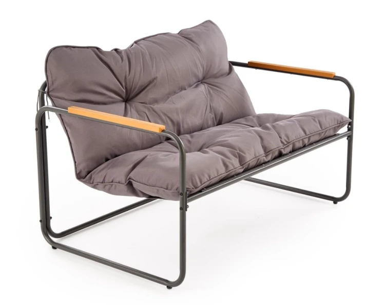 Zestaw mebli ogrodowych Hudson sofa fotele ława na taras popielaty/brązowy