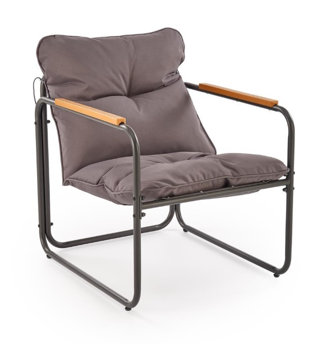 Zestaw mebli ogrodowych Hudson sofa fotele ława na taras popielaty/brązowy