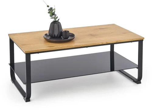Stolik kawowy Artiga z półką do salonu 105 cm dąb złoty/czarny