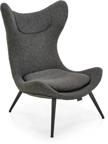 Fotel wypoczynkowy Atlantis uszak do salonu antracytowy/czarny