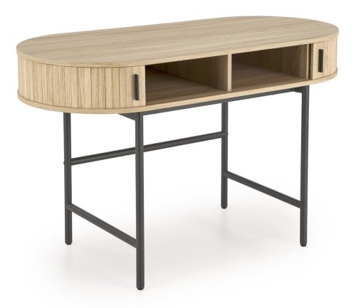 Biurko z półkami B51 owalne do biura 120 cm naturalny/czarny