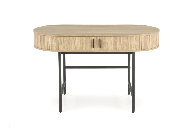 Biurko z półkami B51 owalne do biura 120 cm naturalny/czarny