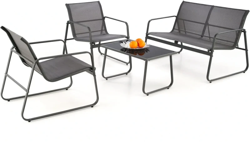 Zestaw mebli ogrodowych Conor sofa fotele ława na taras popielaty