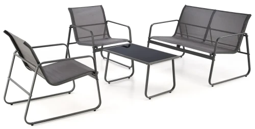 Zestaw mebli ogrodowych Conor sofa fotele ława na taras popielaty
