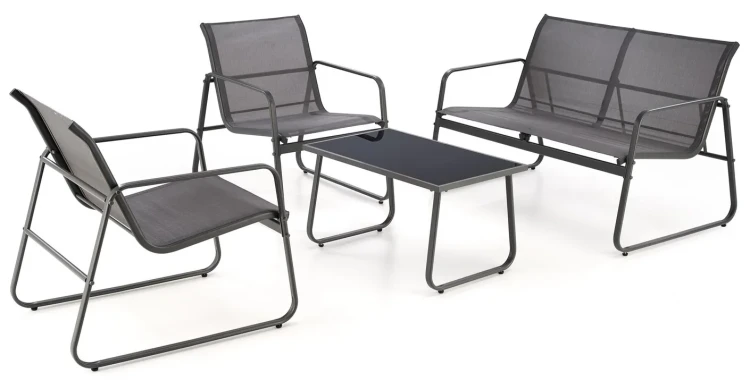 Zestaw mebli ogrodowych Conor sofa fotele ława na taras popielaty