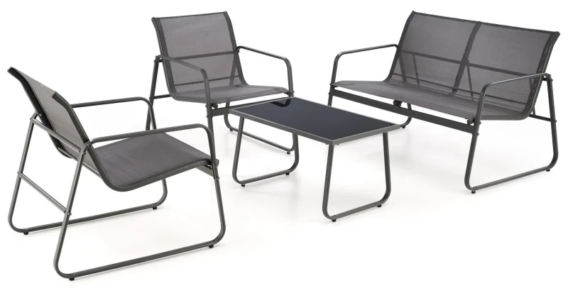 Zestaw mebli ogrodowych Conor sofa fotele ława na taras popielaty
