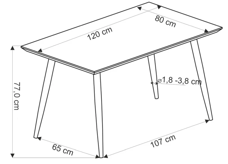 Stół prostokątny Berto nowoczesny do jadalni 120 cm naturalny/czarny