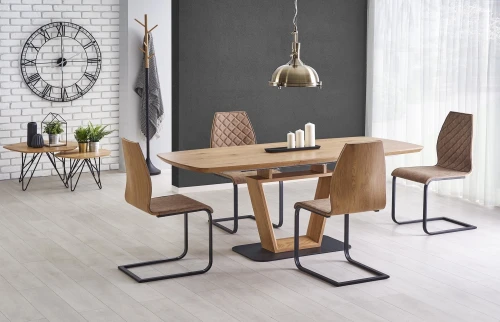 Stół rozkładany Blacky nowoczesny do jadalni 160-220 cm dąb złoty