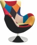 Fotel wypoczynkowy Butterfly z obrotowym siedziskiem do salonu patchwork