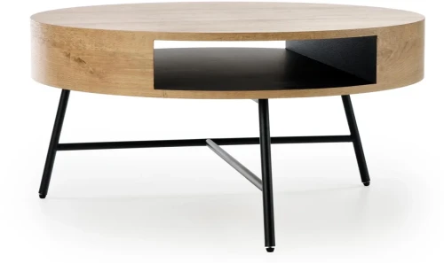 Stolik kawowy Camila z półką do salonu 80 cm dąb złoty/czarny