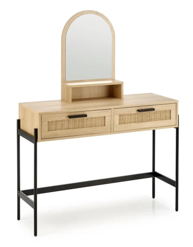 Toaletka z lustrem Carmen nowoczesna do sypialni 104 cm naturalny/czarny