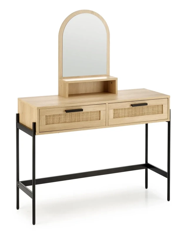 Toaletka z lustrem Carmen nowoczesna do sypialni 104 cm naturalny/czarny