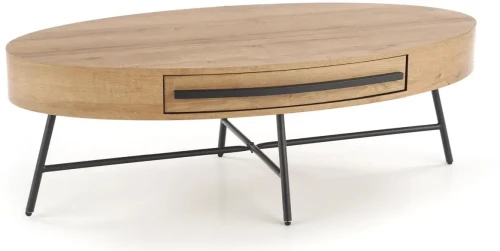 Stolik kawowy Carolina z szufladą do salonu 120 cm dąb złoty/czarny