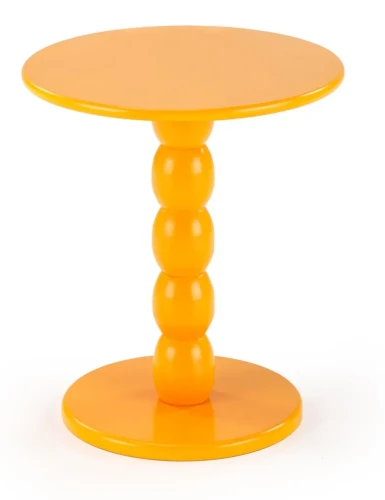 Stolik kawowy Cirilla okrągły do salonu 40 cm musztardowy