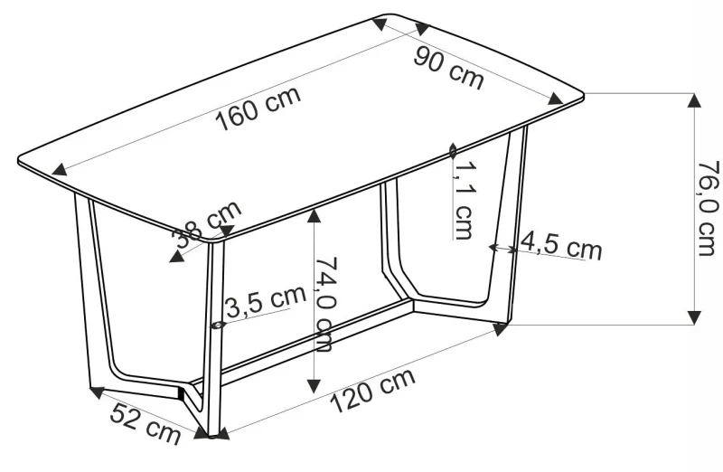 Stół prostokątny Clemente w stylu glamour do jadalni 160 cm biały marmur/złoty