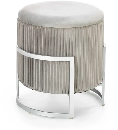 Pufa ze schowkiem Cricket nowoczesna do salonu 40 cm jasny popiel