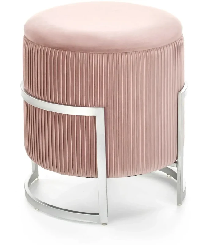 Pufa ze schowkiem Cricket nowoczesna do salonu 40 cm jasny róż