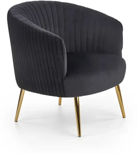 Fotel wypoczynkowy Crown nowoczesny do salonu czarny/złoty