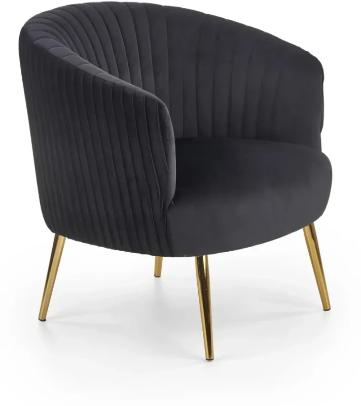 Fotel wypoczynkowy Crown nowoczesny do salonu czarny/złoty