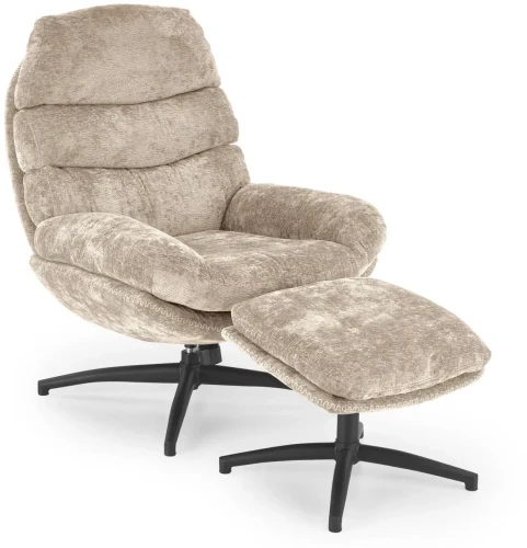 Fotel z podnóżkiem Dario wypoczynkowy z funkcją kołyski do salonu beżowy