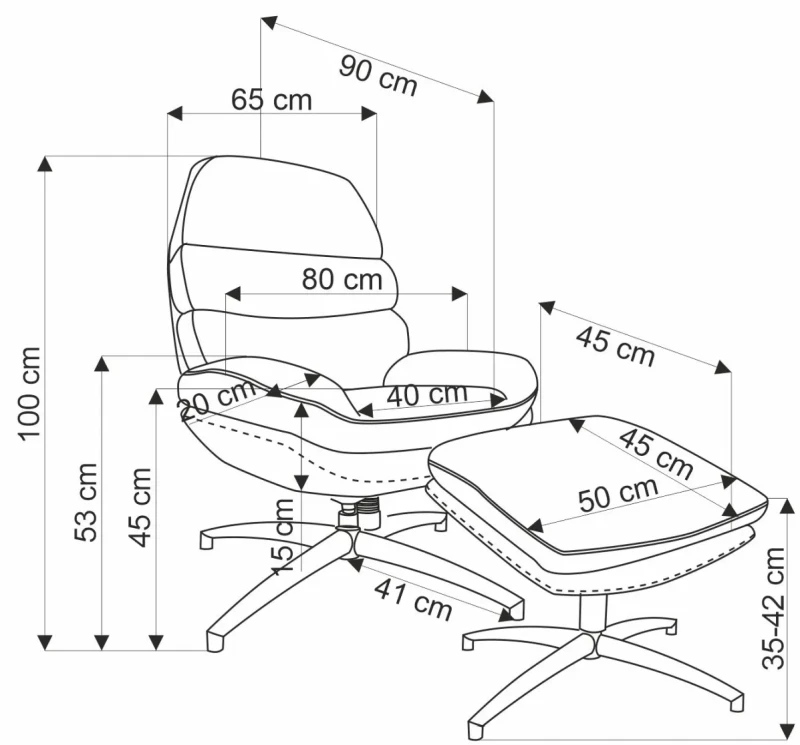 Fotel z podnóżkiem Dario wypoczynkowy z funkcją kołyski do salonu beżowy