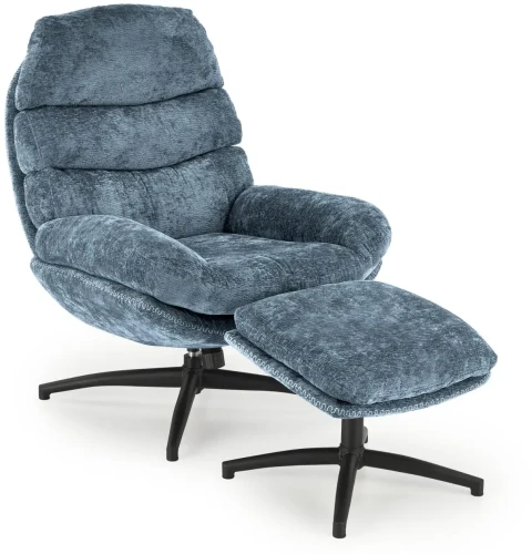 Fotel z podnóżkiem Dario wypoczynkowy z funkcją kołyski do salonu niebieski