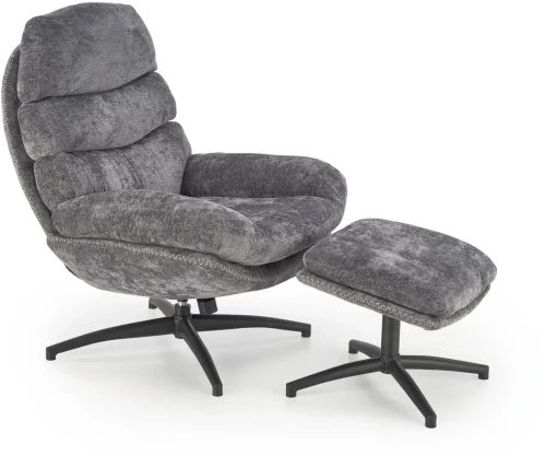 Fotel z podnóżkiem Dario wypoczynkowy z funkcją kołyski do salonu popielaty