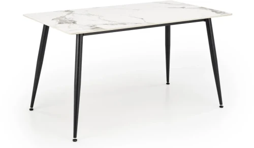 Stół prostokątny Emilio nowoczesny do kuchni 140 cm biały marmur/czarny