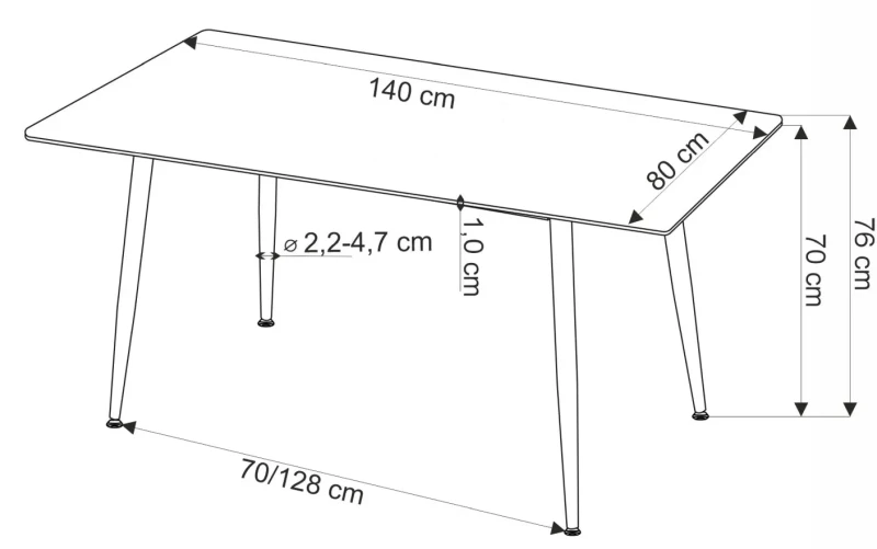 Stół prostokątny Emilio nowoczesny do kuchni 140 cm biały marmur/czarny