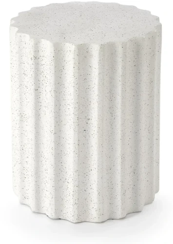 Stolik pomocniczy Fara ryflowany do salonu 41 cm biały