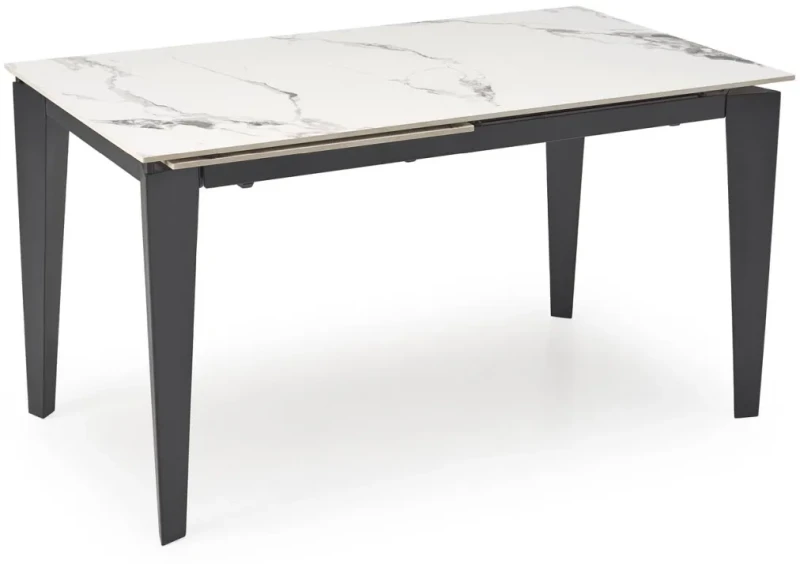Stół rozkładany Felix nowoczesny do jadalni 141-201 cm biały marmur/czarny