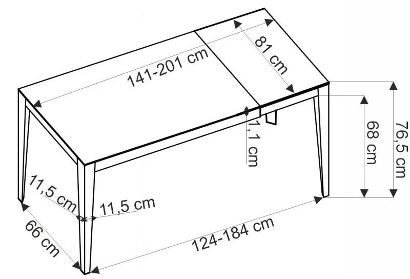 Stół rozkładany Felix nowoczesny do jadalni 141-201 cm popielaty marmur/czarny