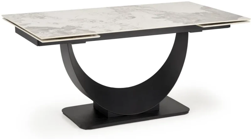 Stół rozkładany Fernando nowoczesny do jadalni 160-240 cm biały marmur/czarny