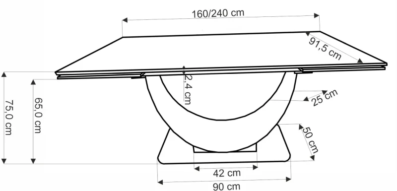 Stół rozkładany Fernando nowoczesny do jadalni 160-240 cm biały marmur/czarny